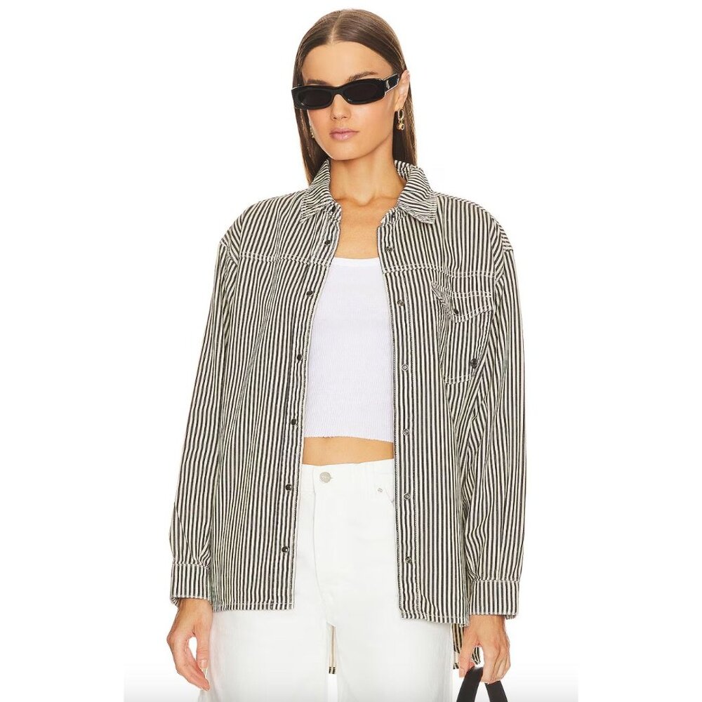 Anine Bine Striped $300 Simon Shirt Size Small Duster Y2K Shacket